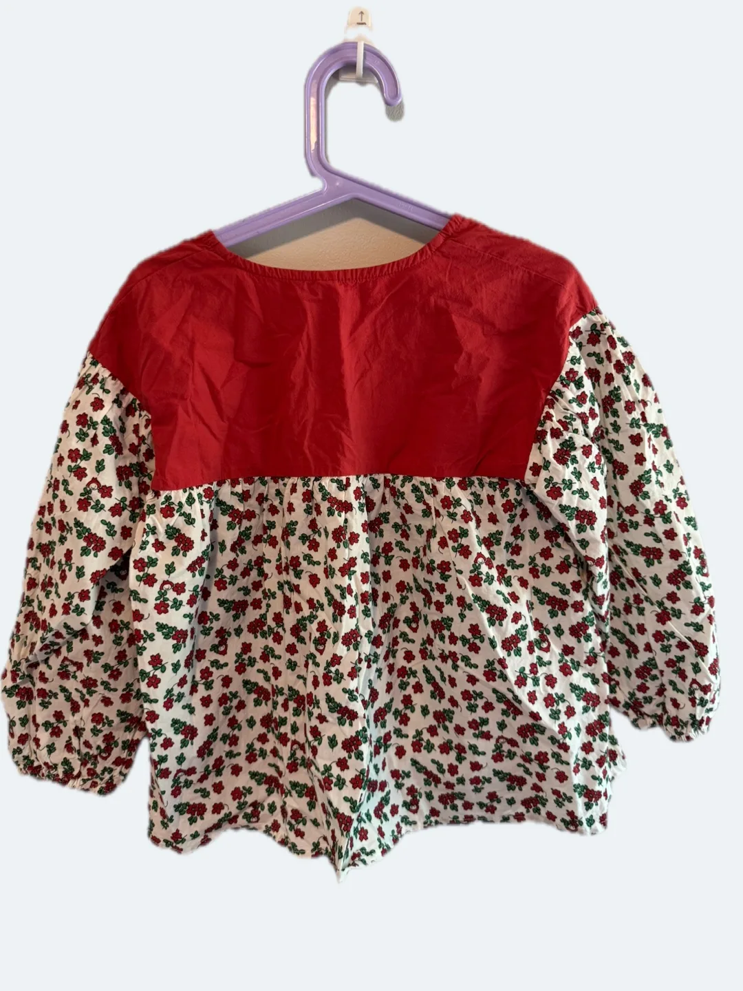Floral Print Blouse - Red and White Toddler 4-5T image indicator(2)
