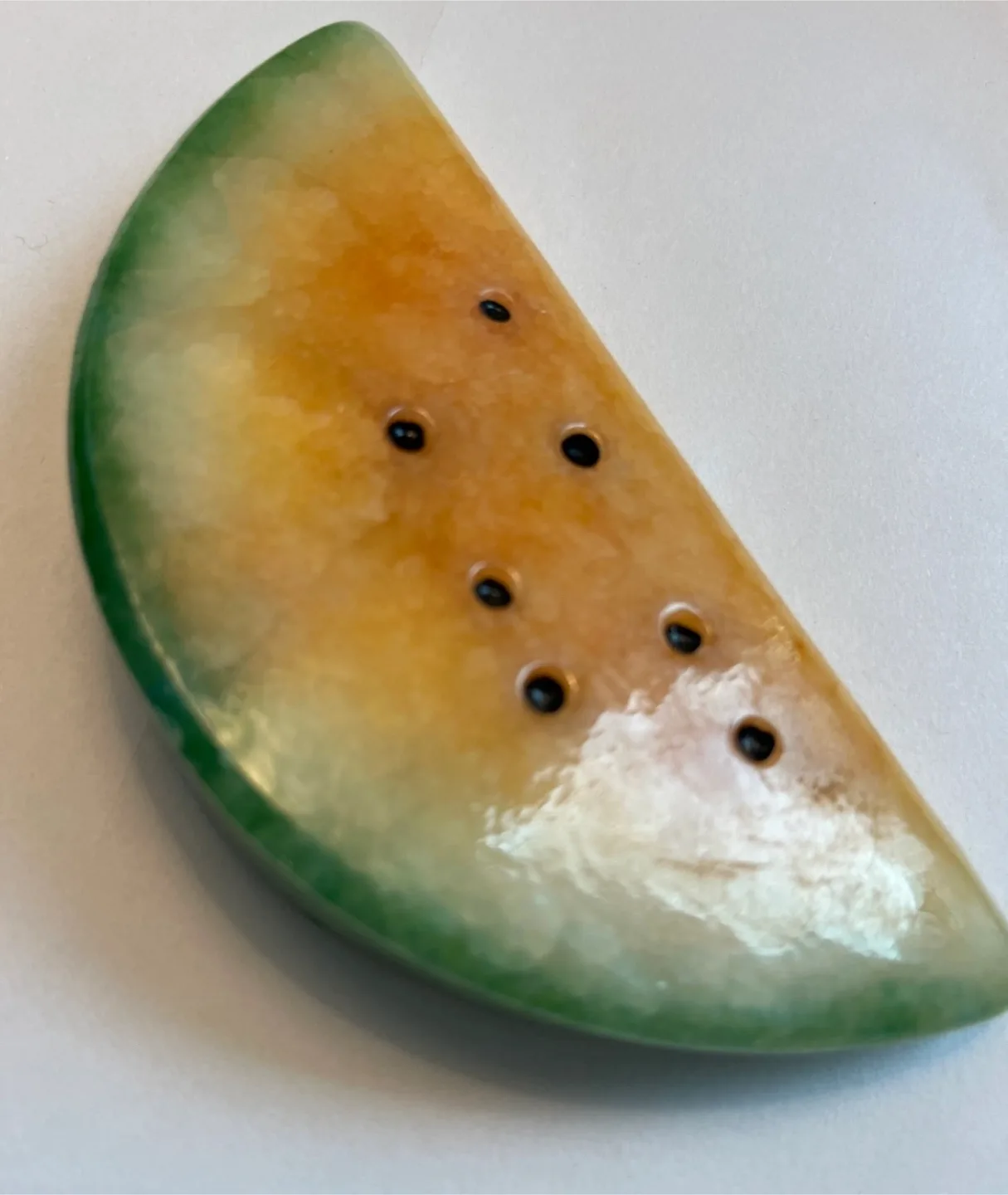 Vintage Jade Watermelon Slice Figurine thumbnail