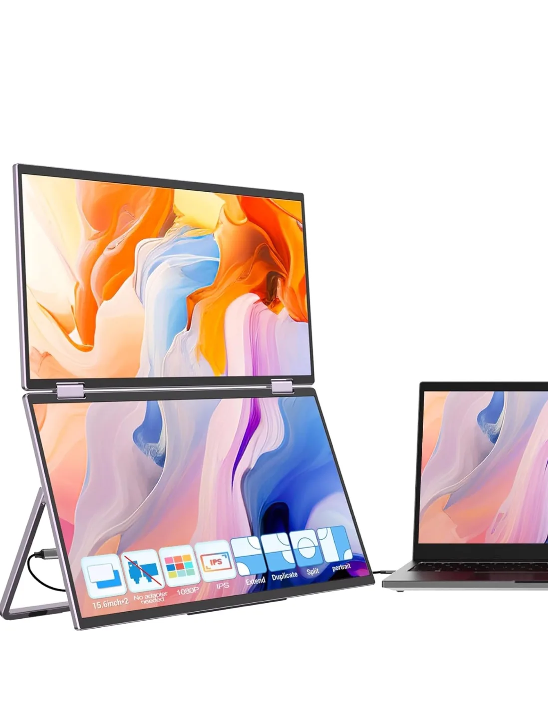 15.6” Portable Dual Screen Folding Monitor - IPS 1080P thumbnail