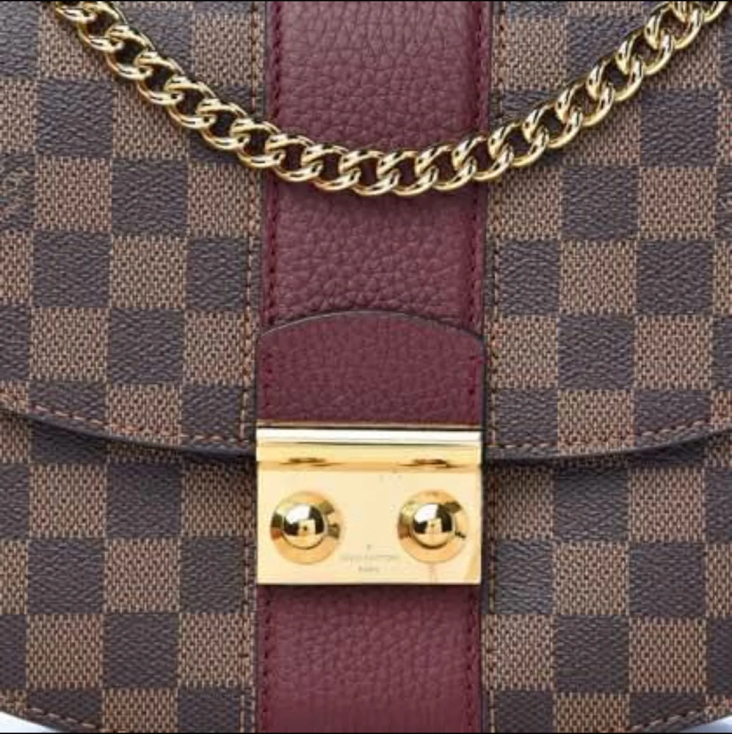 Women’s canvas and leather chain bag Damier  print image indicator(7)