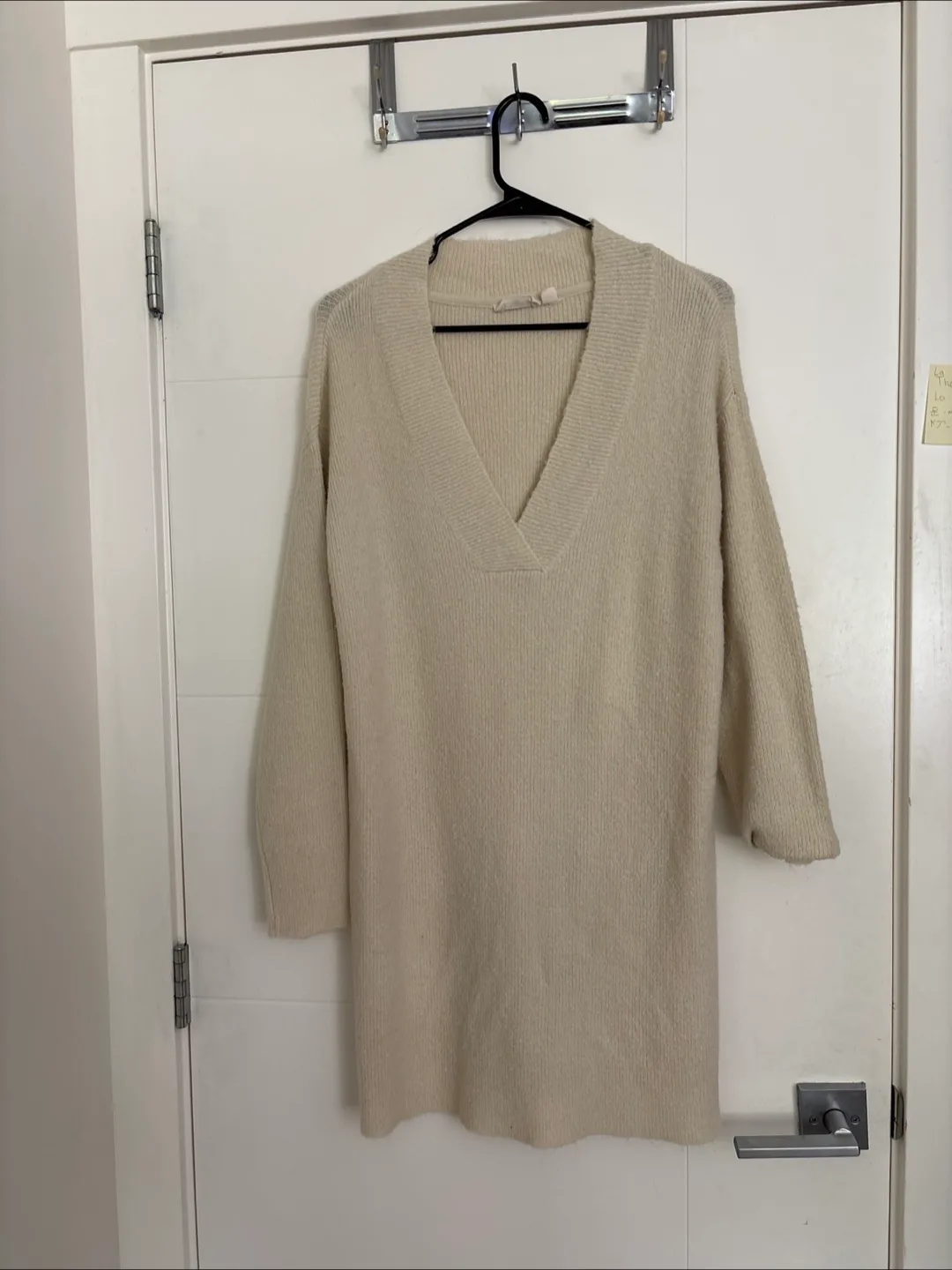 RETROD Cream V-Neck Sweater Dress - Size S thumbnail