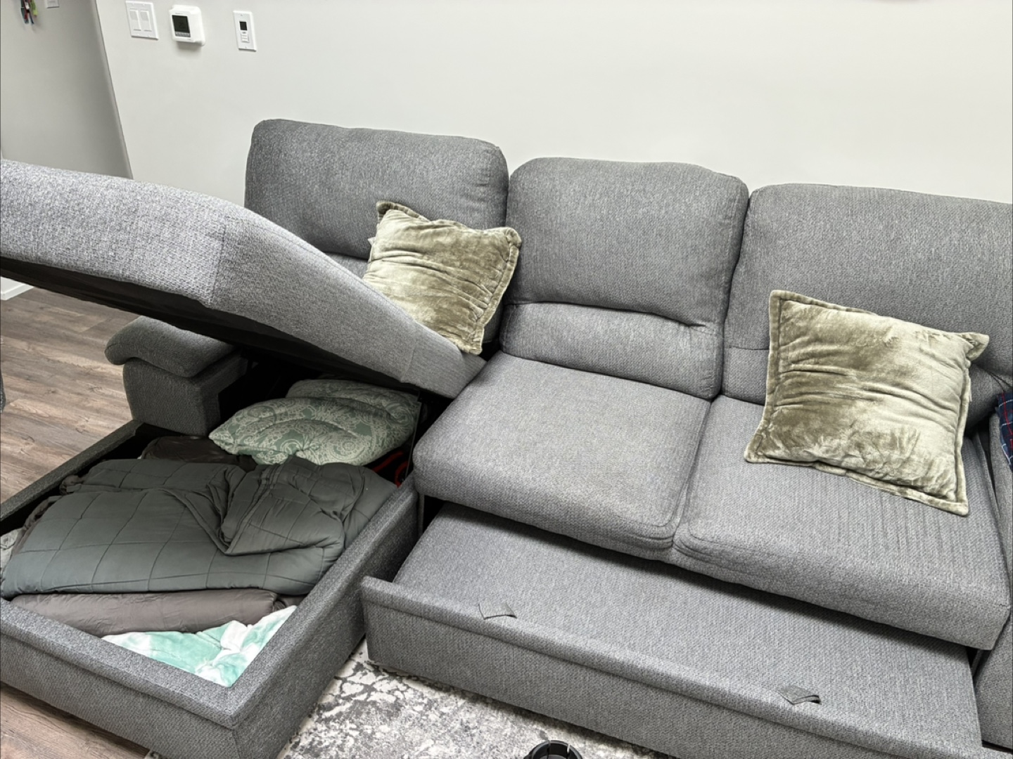 Grey Sectional Sofa with Storage and pull out bed - photo 2