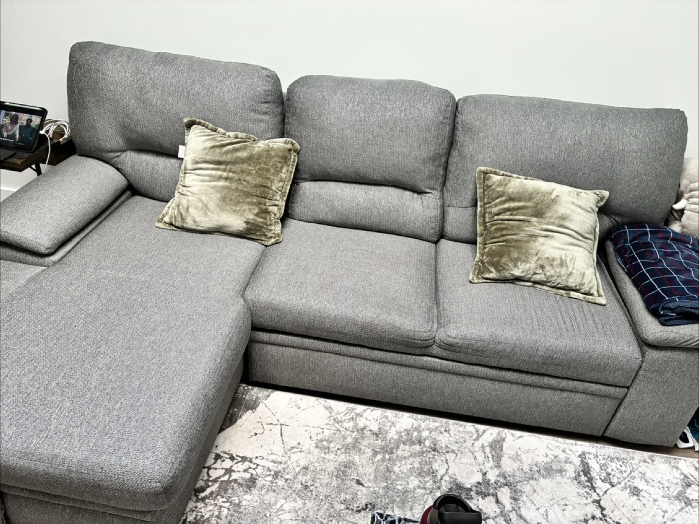 Grey Sectional Sofa with Storage and pull out bed