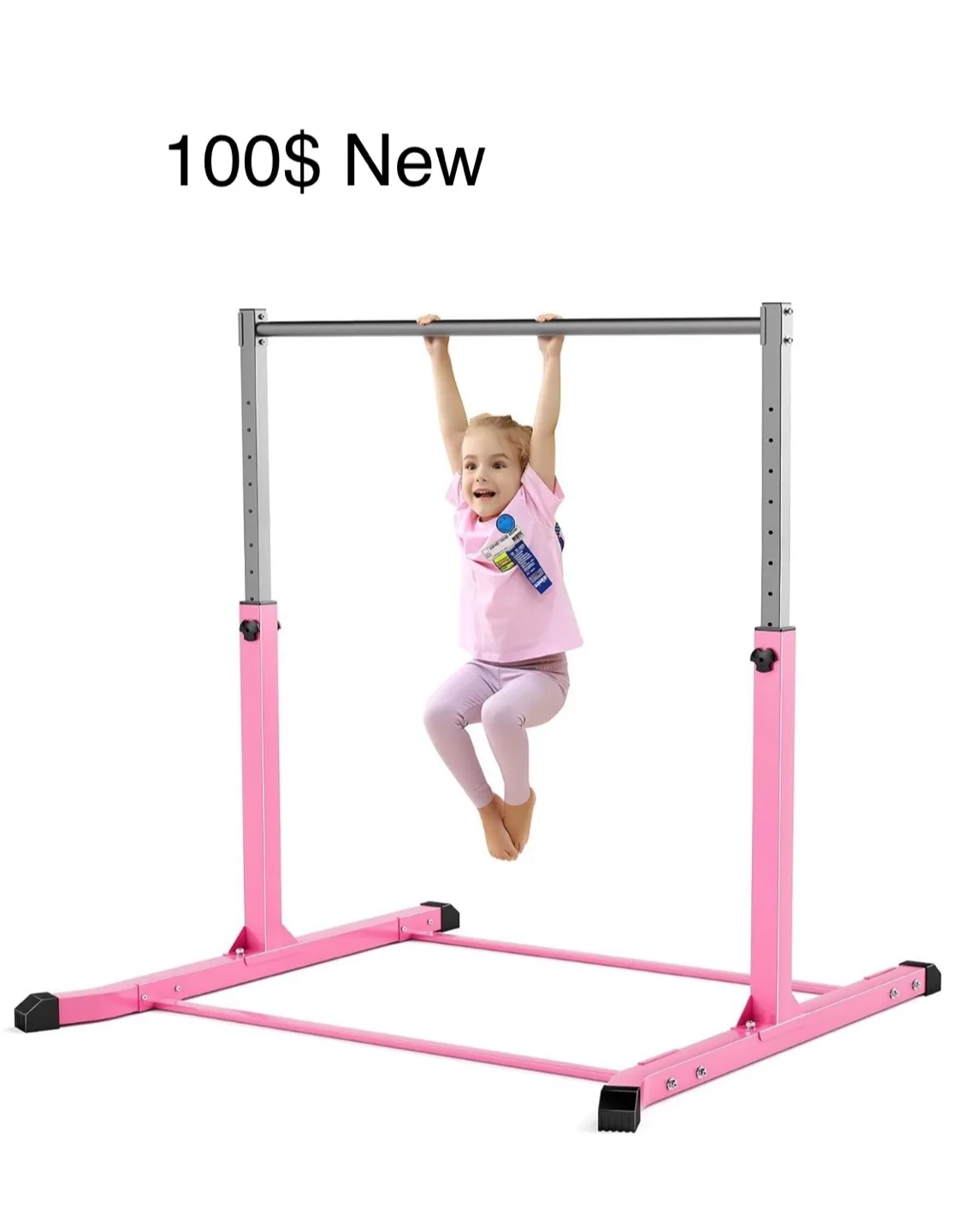 New Pink Gymnastics Bar, Adjustable Height thumbnail