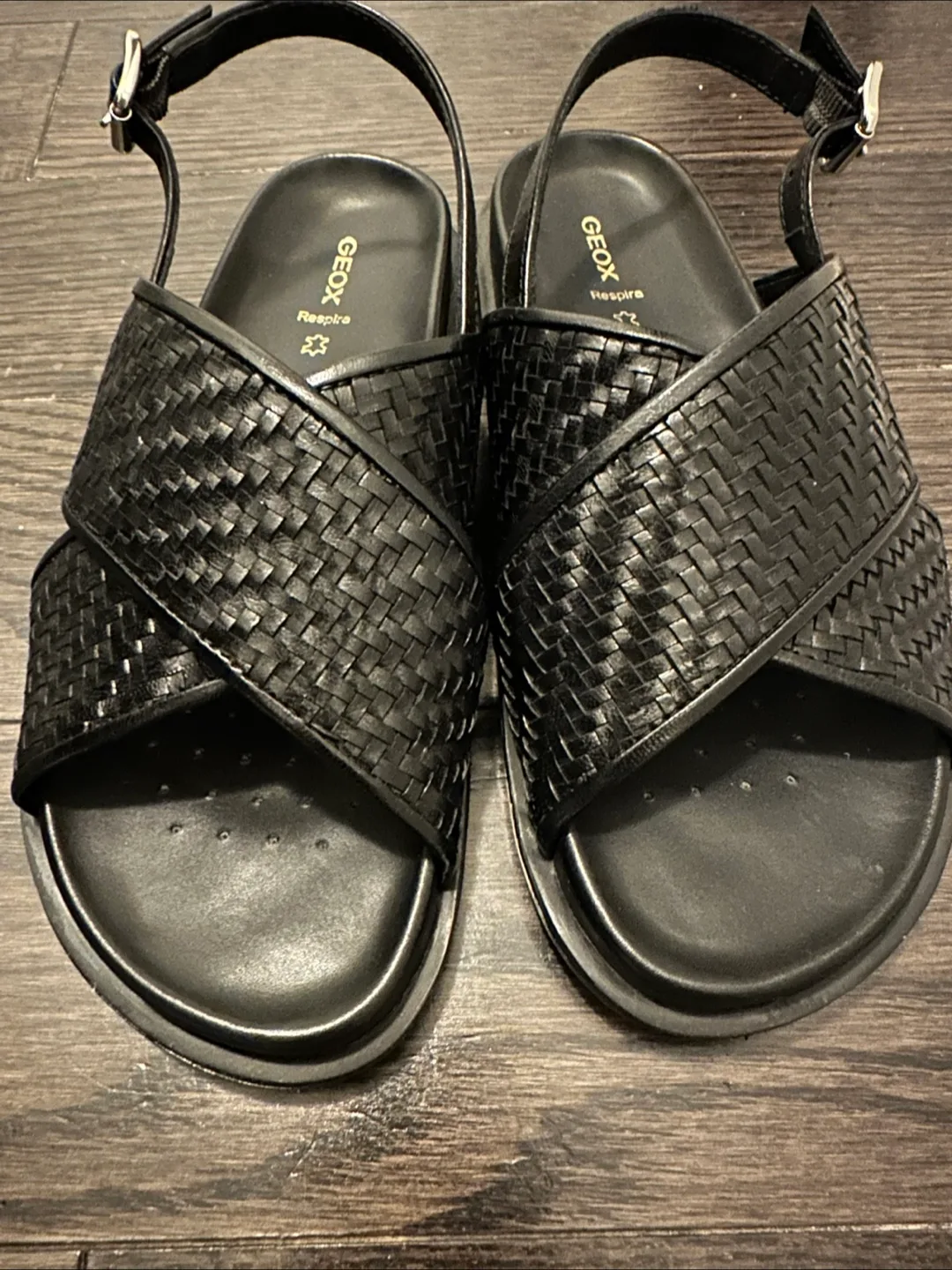 Geox Black Leather Sandals