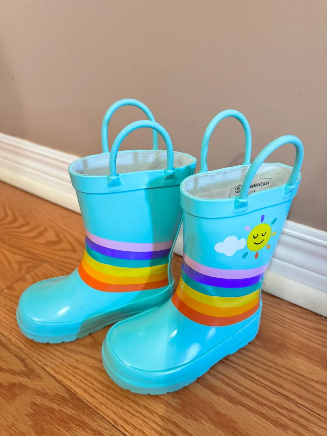New- Sunshine Rainbow Rain Boots - Size 6 thumbnail