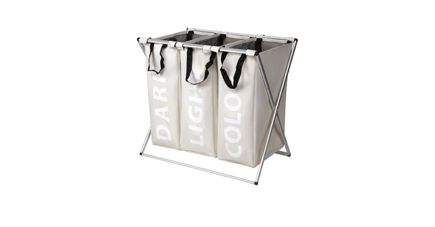 3 Section Foldable Laundry Hamper/ Laundry Basket