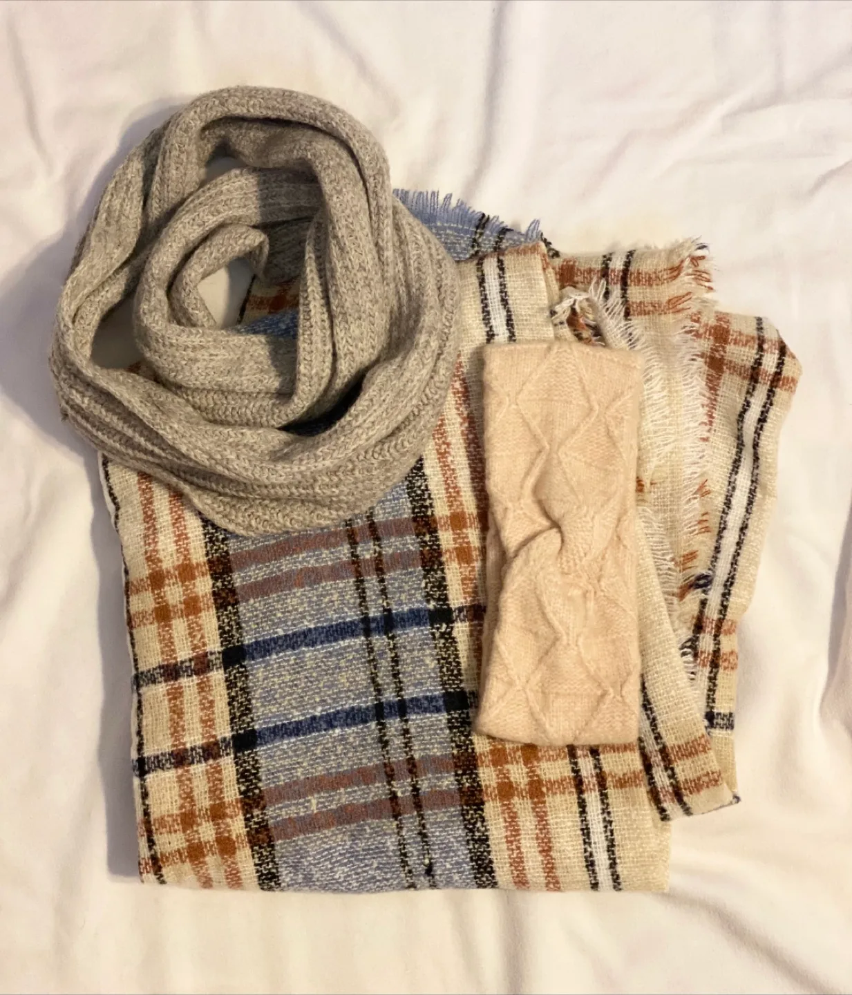 Chunky Scarf, Uniqlo Scarf and Knitted Headband thumbnail