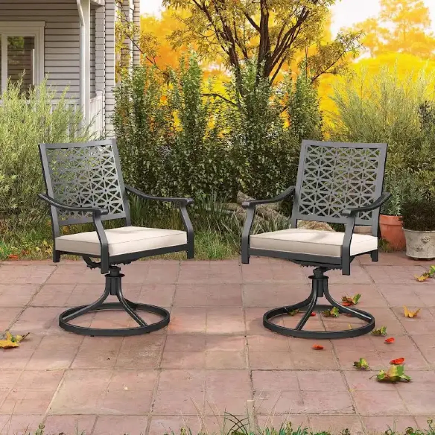 Costway 4 PCS Outdoor Swivel Patio Dining Chairs image indicator(2)