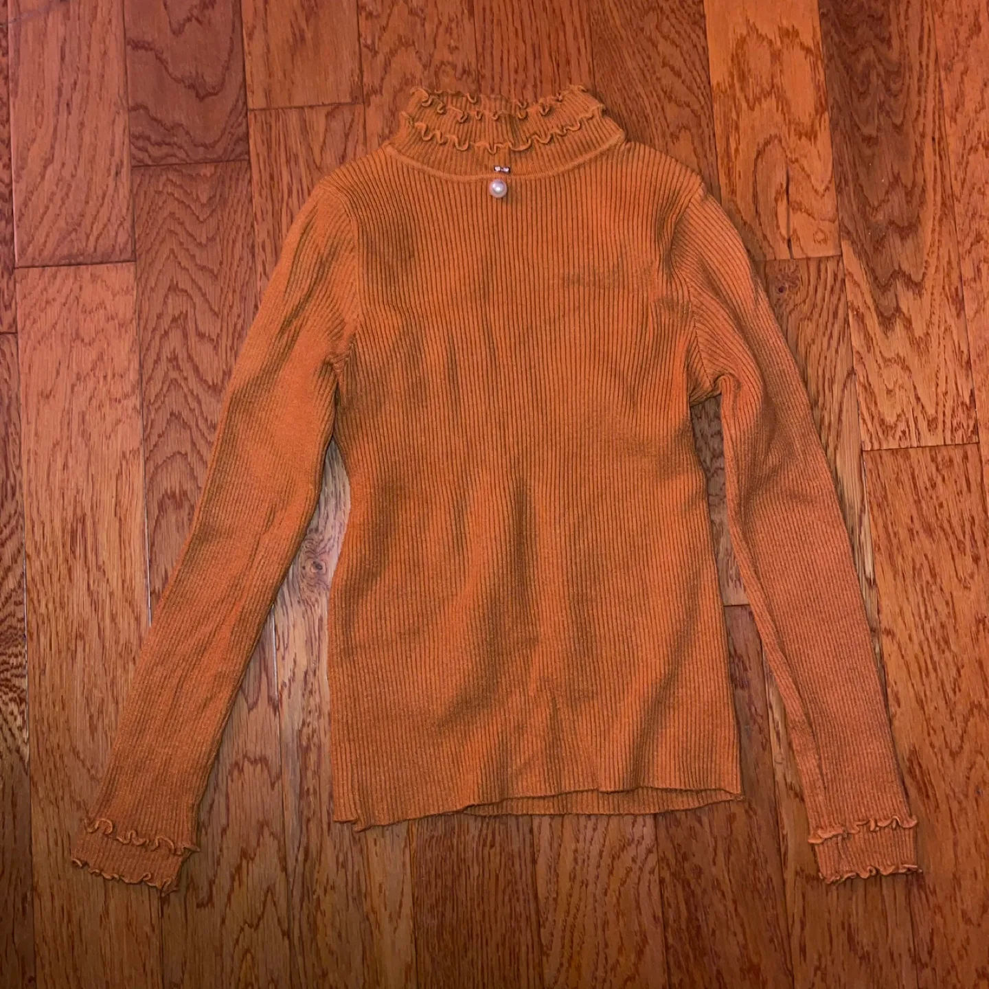 Coffee Brown Ruffled Turtleneck Sweater thumbnail