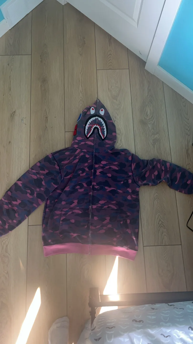 BAPE Shark Full Zip Hoodie Purple Camo thumbnail