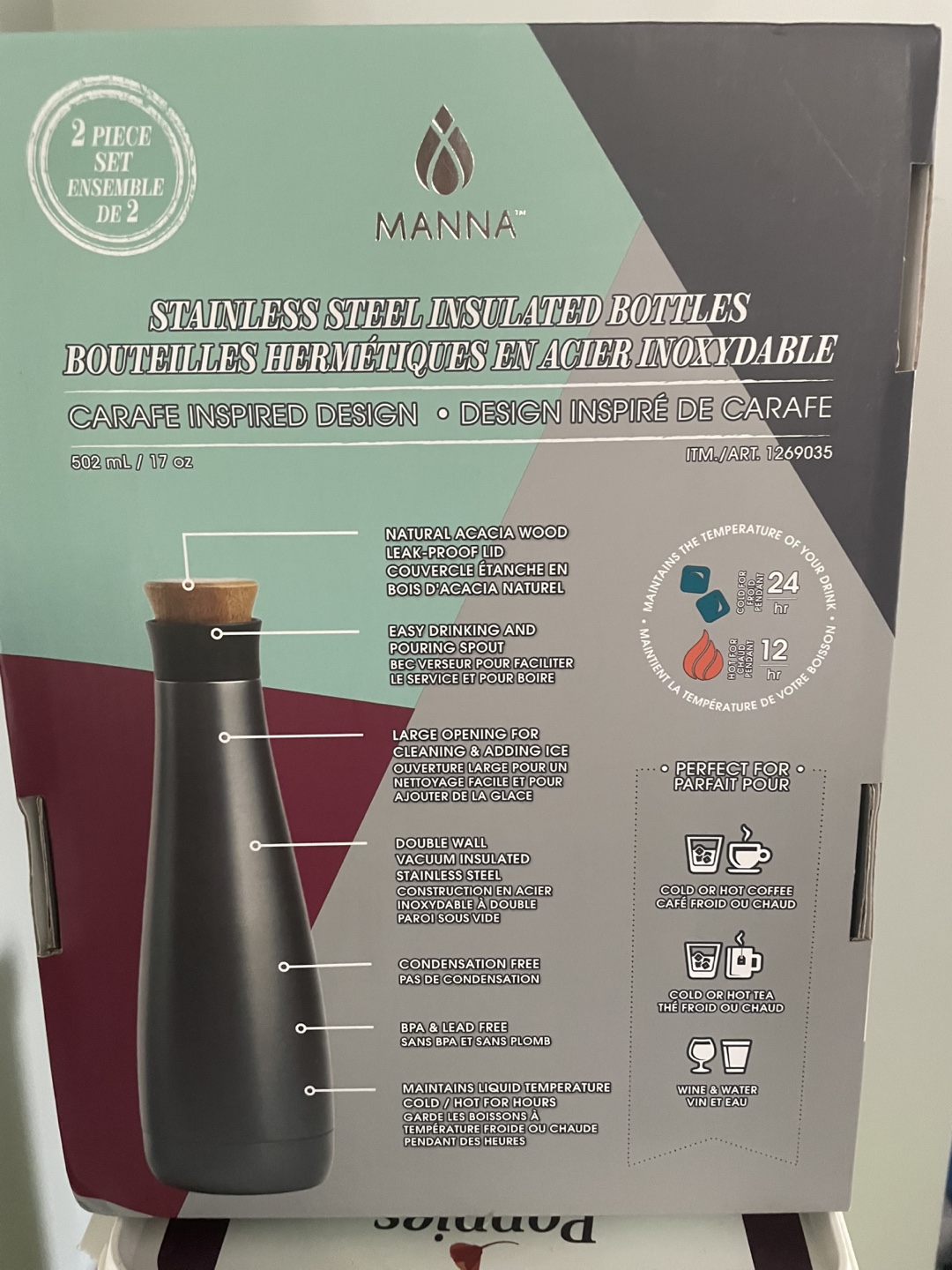 Manna Carafe Inspired Design Stainless Steel Bottles - photo 3