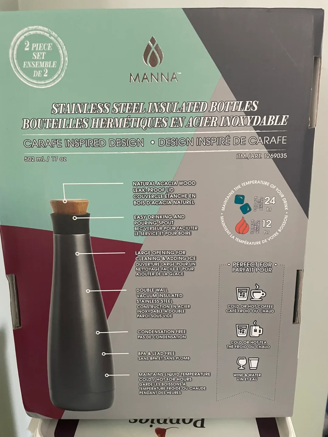 Manna Carafe Inspired Design Stainless Steel Bottles image indicator(3)