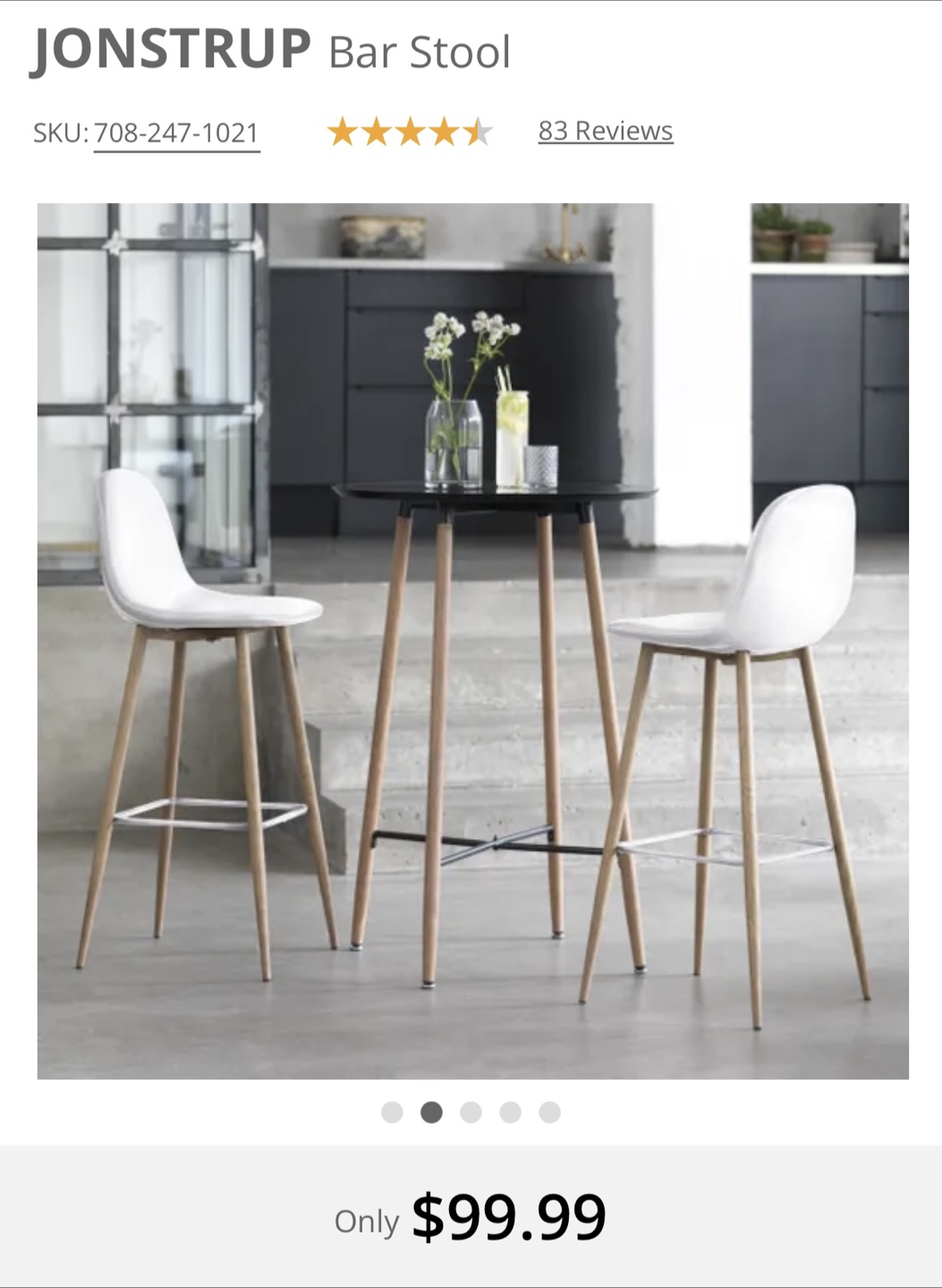 Set of 2 Modern JYSK White Bar Stools – Excellent Condition! - photo 4