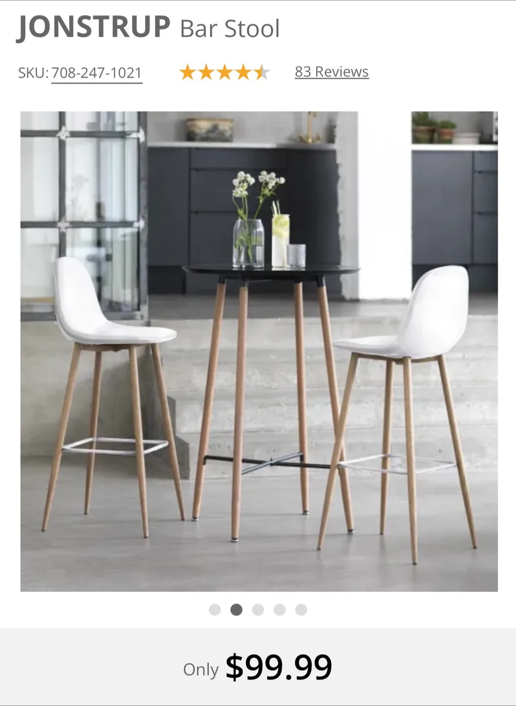 Set of 2 Modern JYSK White Bar Stools – Excellent Condition! image indicator(4)