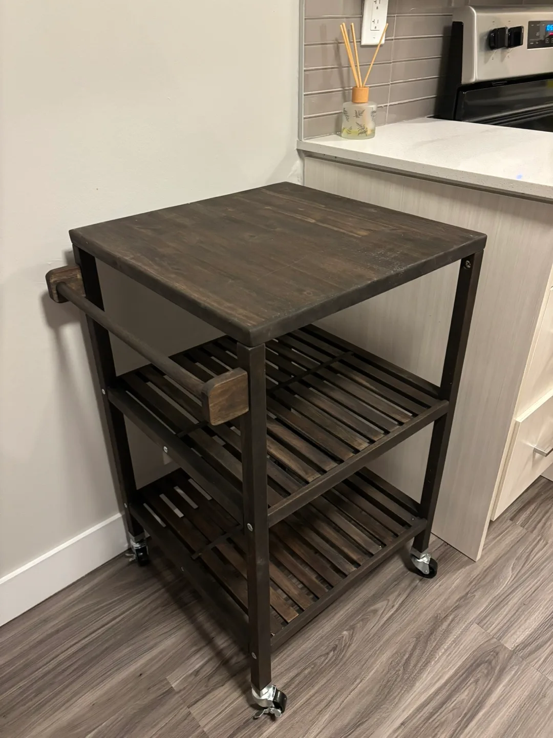Dark Brown Wood Kitchen Cart - 20"x20" thumbnail
