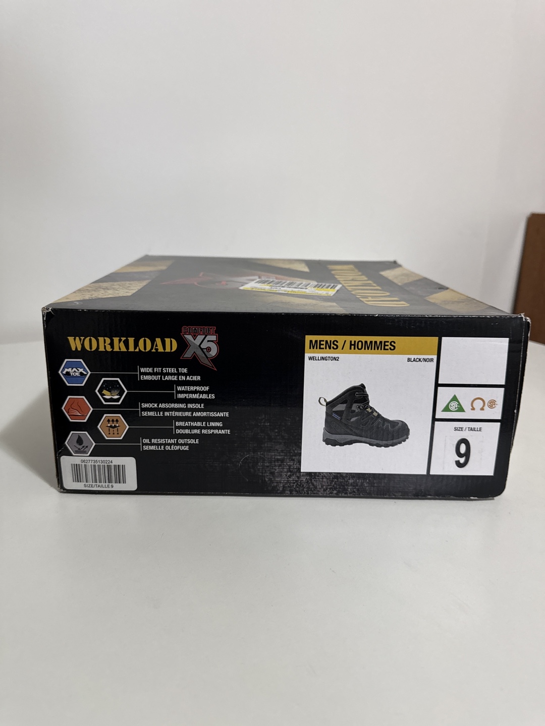 Workload Comfort X5 Wellington2 Men's Black Boots - Size 9 - photo 4