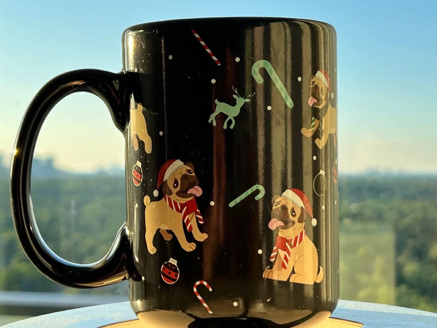 Black Pug Christmas Mug thumbnail