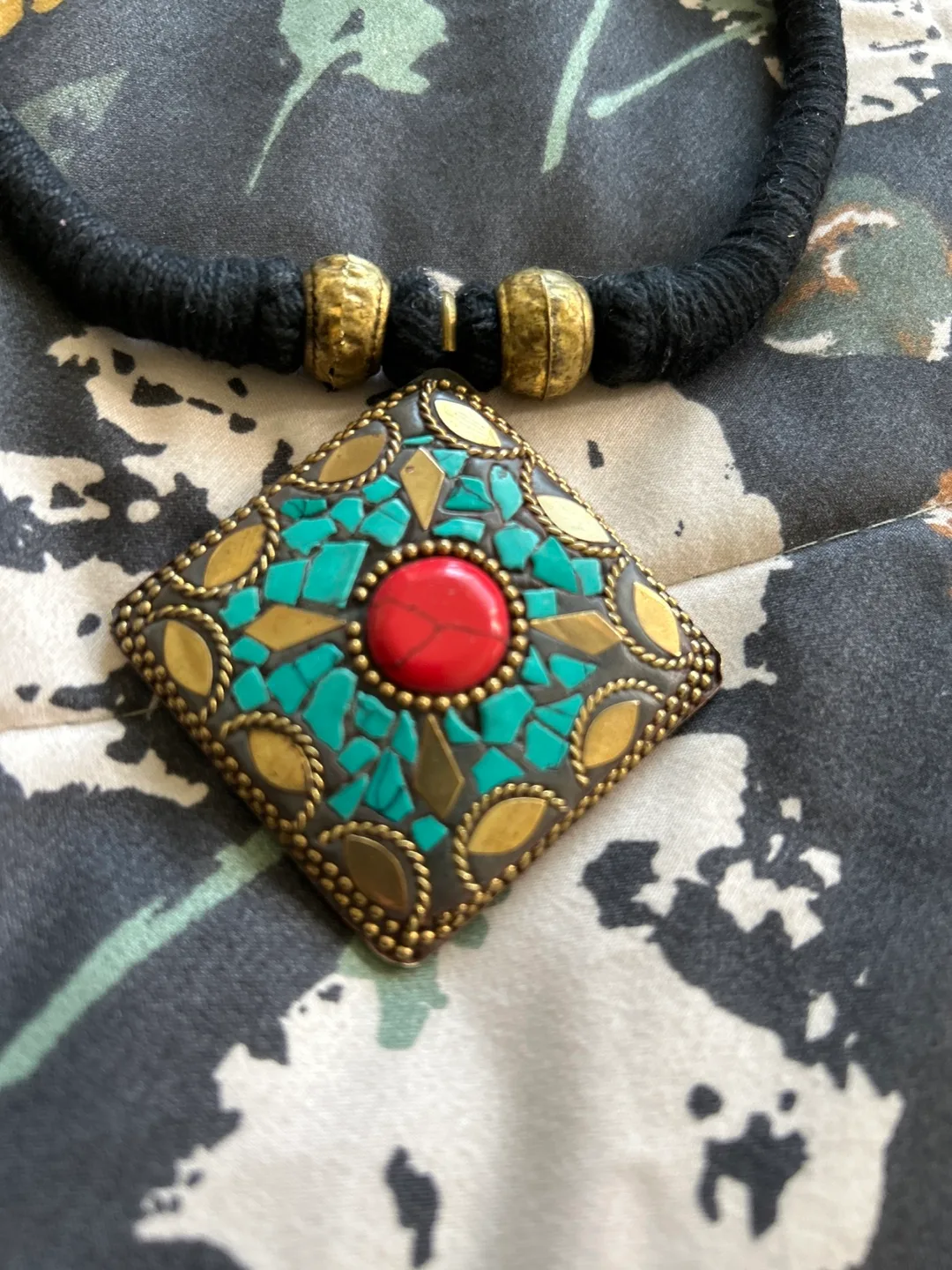 Turquoise Mosaic Earrings and Necklace Set thumbnail