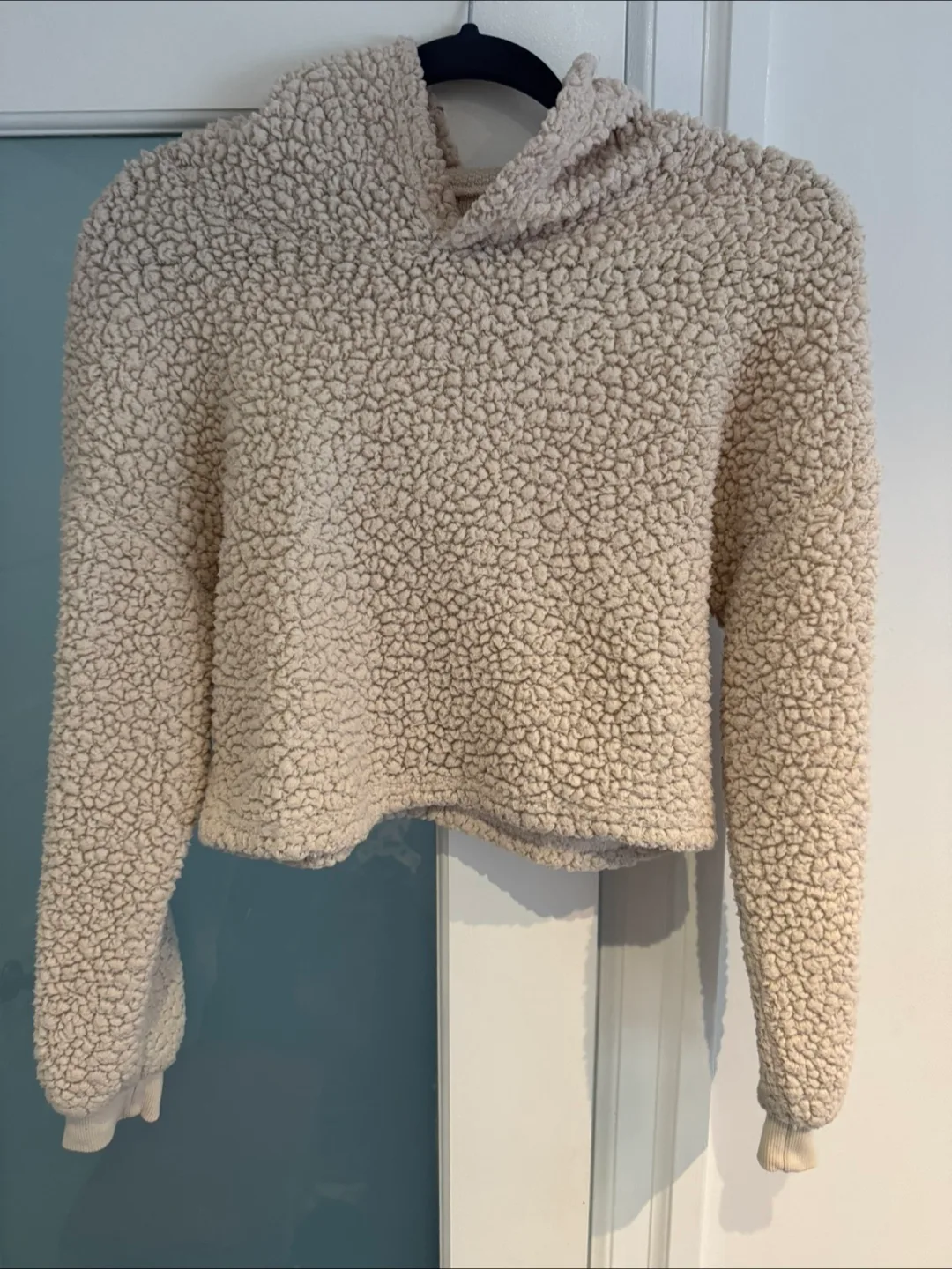 Zaful Cream Sherpa Hoodie - Size S thumbnail