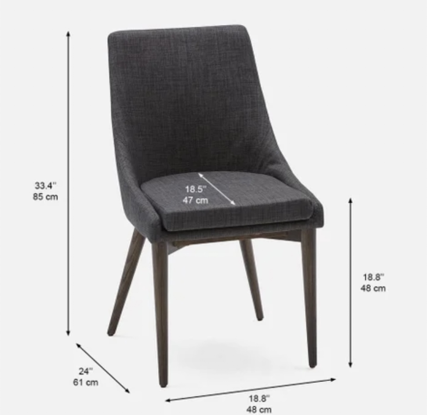 Set of 4 Dark Grey Dining Chair - photo 3