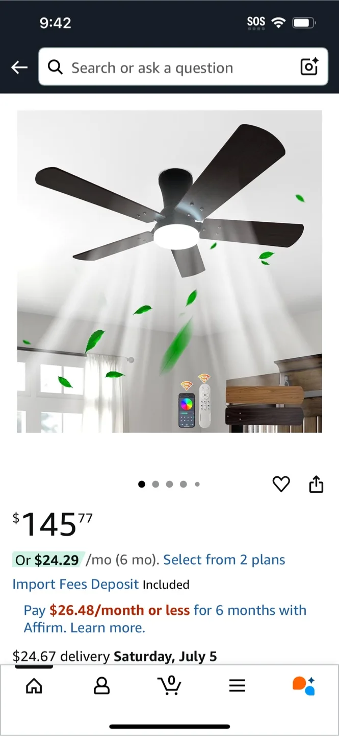 Ceiling Fan with Light Model 8505 Black-46 thumbnail