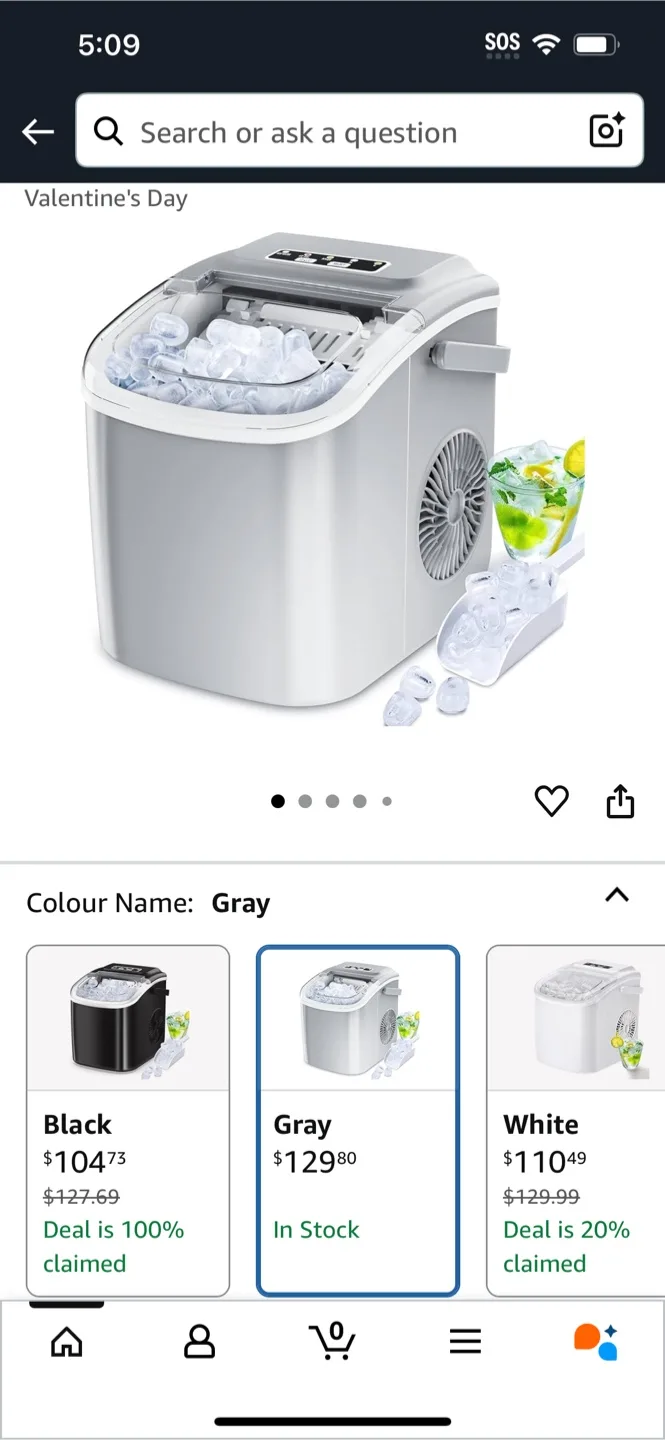 Ice Machine Small Ice Maker - Gray thumbnail