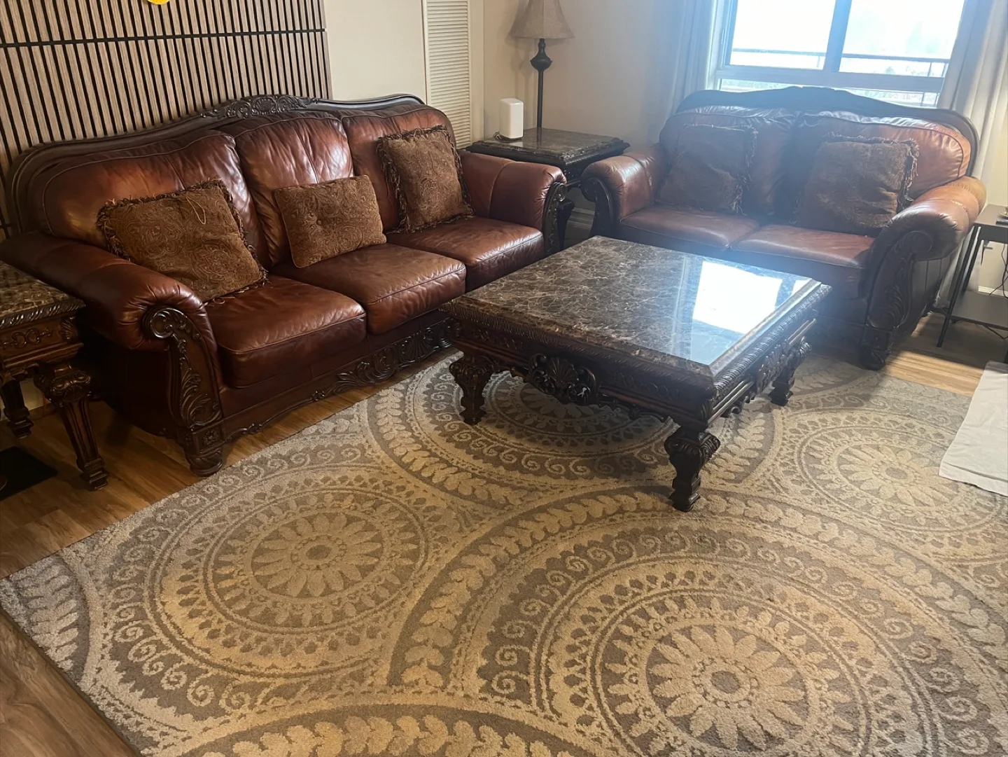 Brown Leather Sofa Set thumbnail