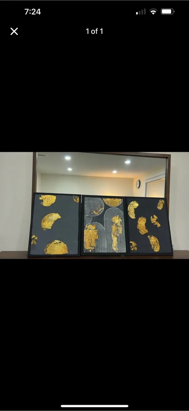 Triptych Wall Art - Black & Gold thumbnail