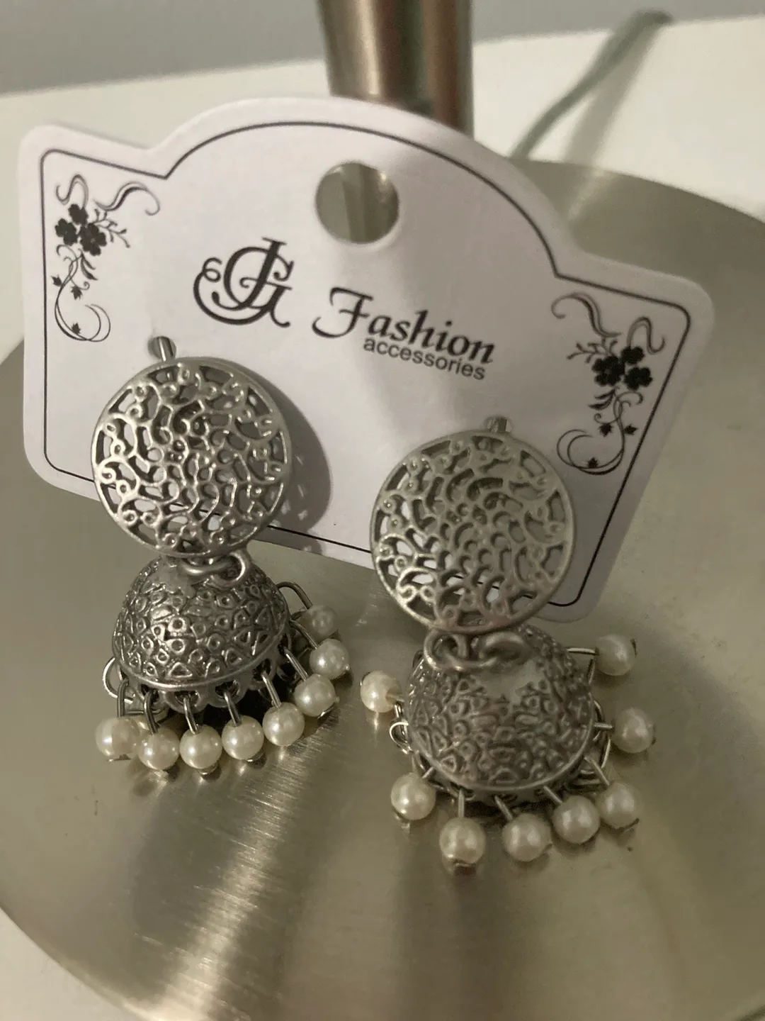 Fashion Accessories Jhumka Earrings - Silver image indicator(3)