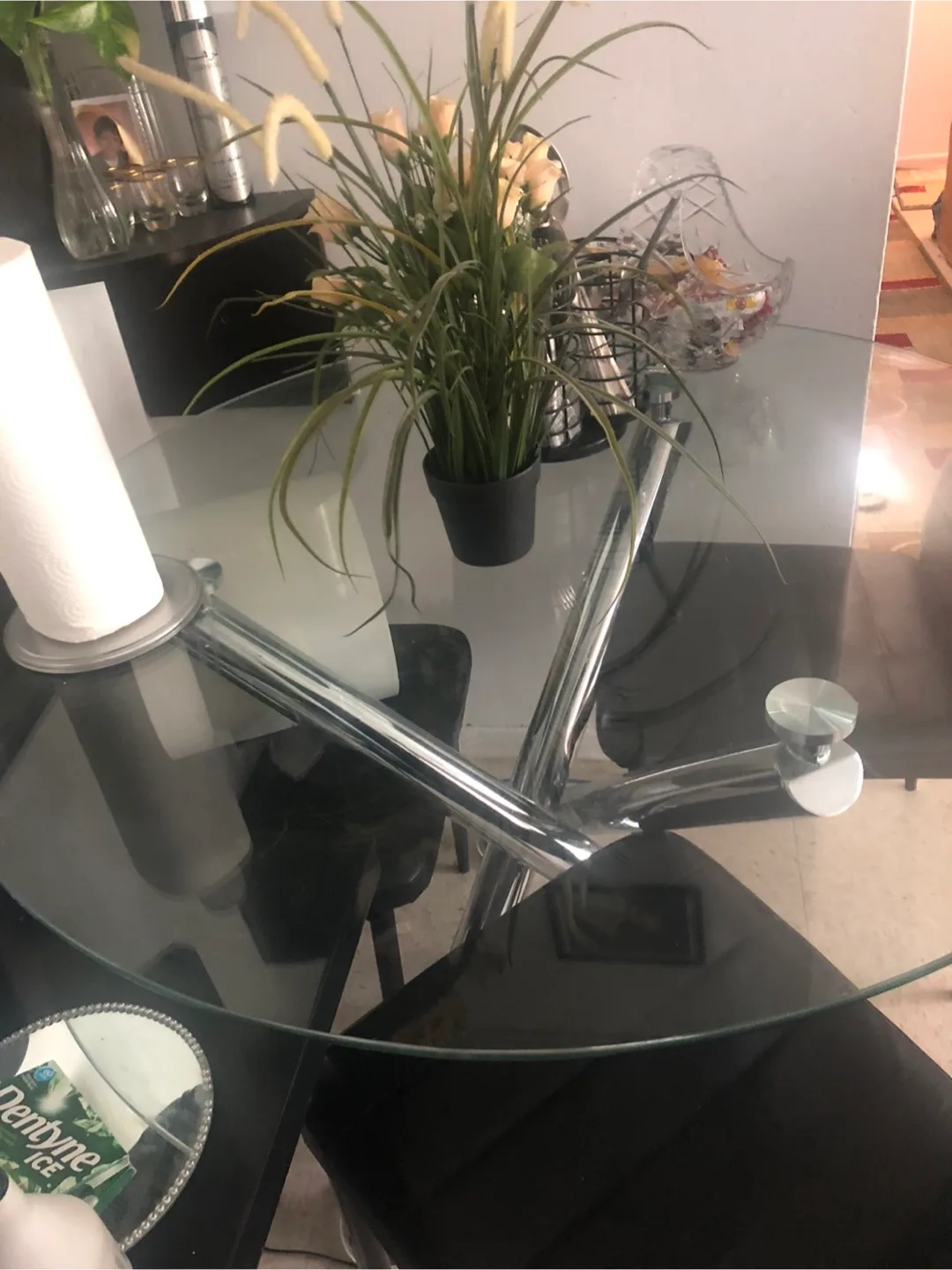 Glass Top Dining Table with Chrome Legs image indicator(3)