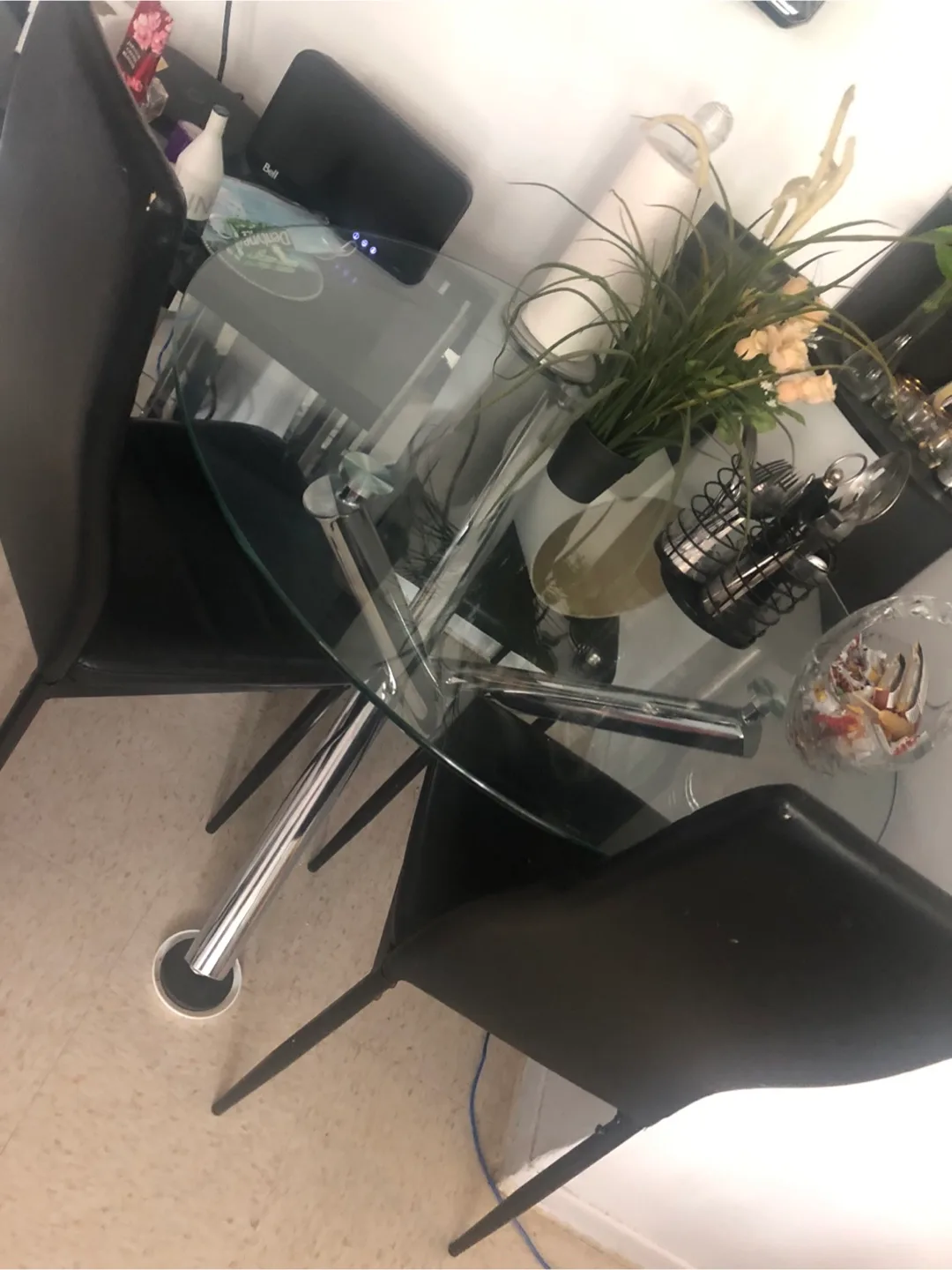Glass Top Dining Table with Chrome Legs thumbnail