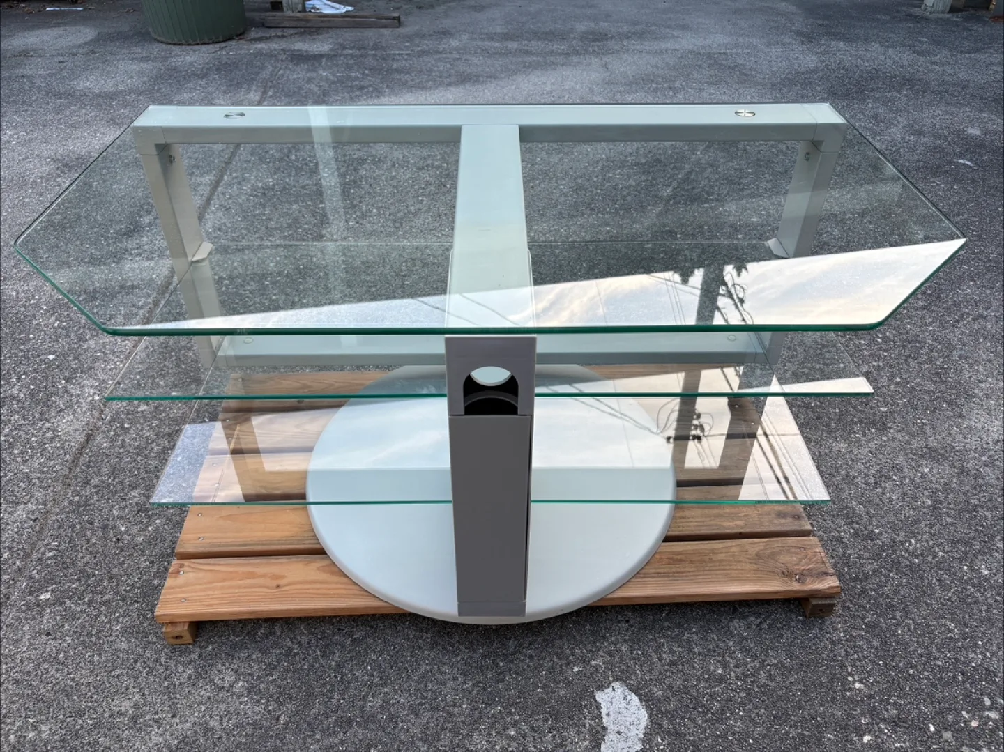 *Like New* Glass TV Stand - 2 shelves and rotates 360 degrees image indicator(2)