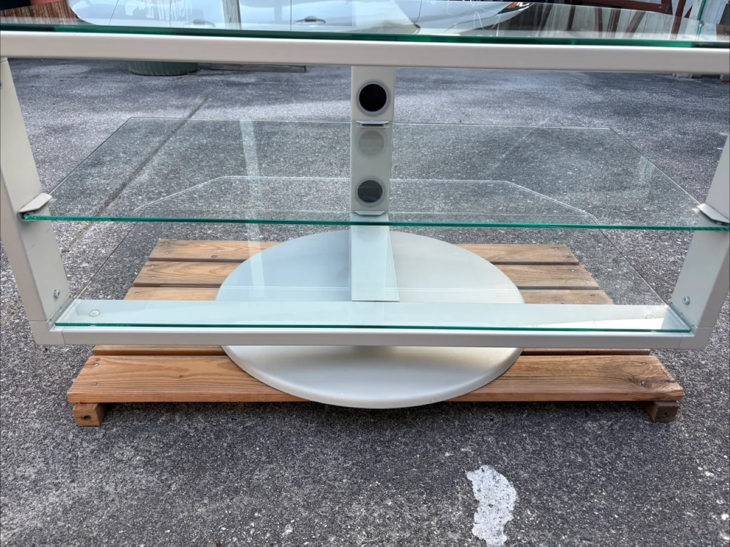 *Like New* Glass TV Stand - 2 shelves and rotates 360 degrees image indicator(4)