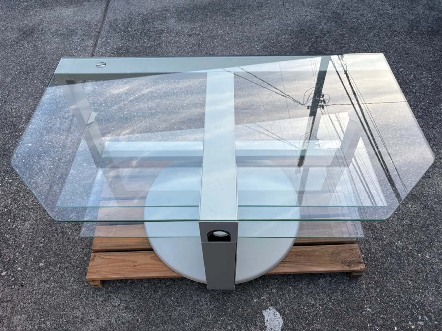 *Like New* Glass TV Stand - 2 shelves and rotates 360 degrees thumbnail