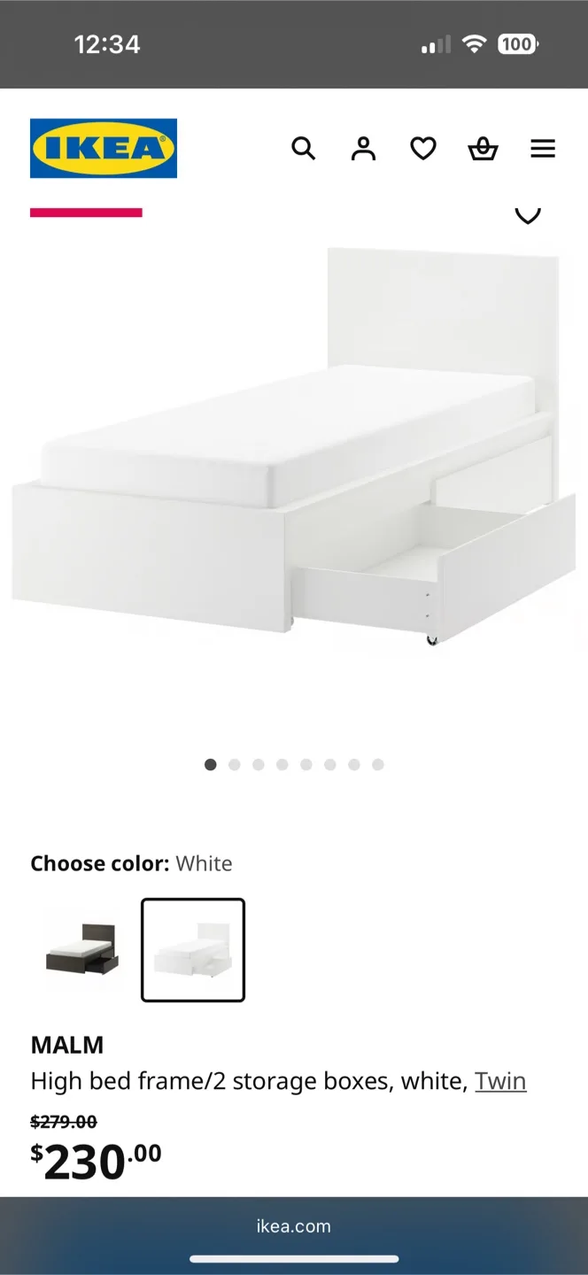 ‼️MOVING SALE‼️IKEA Twin Bed Frame w/ Storage - White thumbnail
