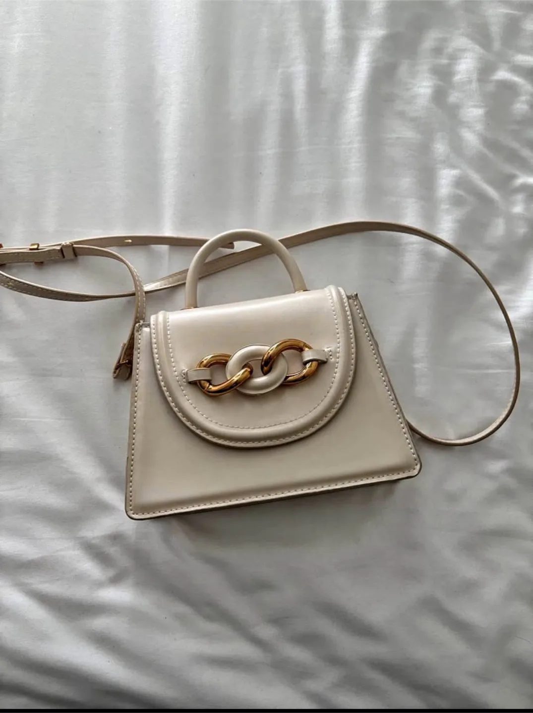 Beige Chain Detail Top Handle Bag thumbnail