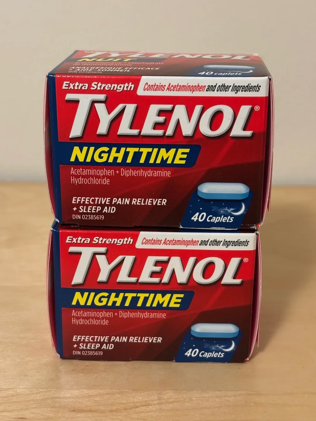 2 Boxes – Tylenol Extra Strength Nighttime (40 Caplets Each)🇨🇦 thumbnail