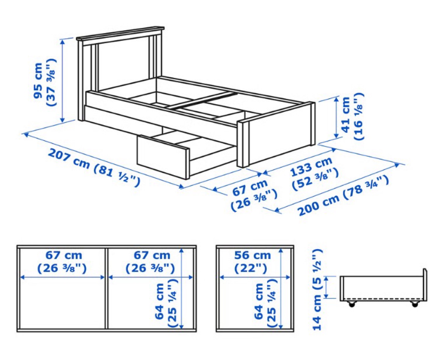 IKEA SONGESAND Bed Frame + BALLEVÅG Pocket Spring Mattress - photo 3