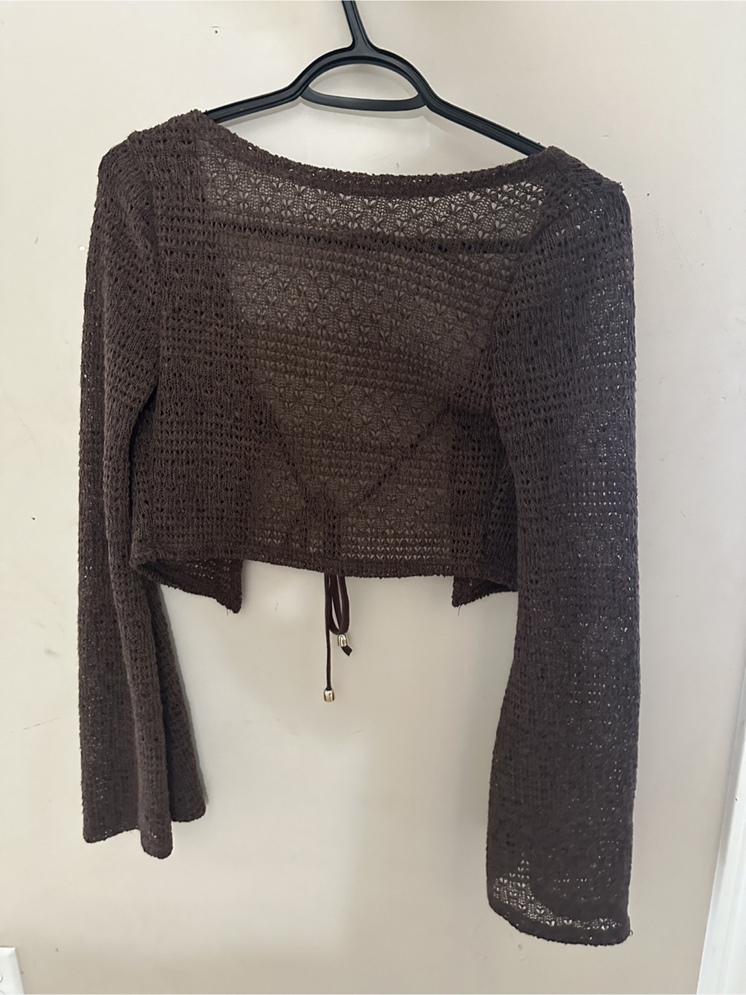 Brown Knit Cropped Tie Cardigan BRAND NEW - photo 2