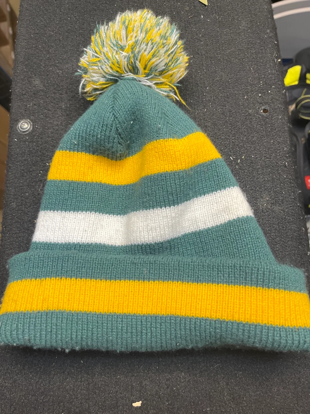 Striped Knit Toque - Green, Yellow, White thumbnail