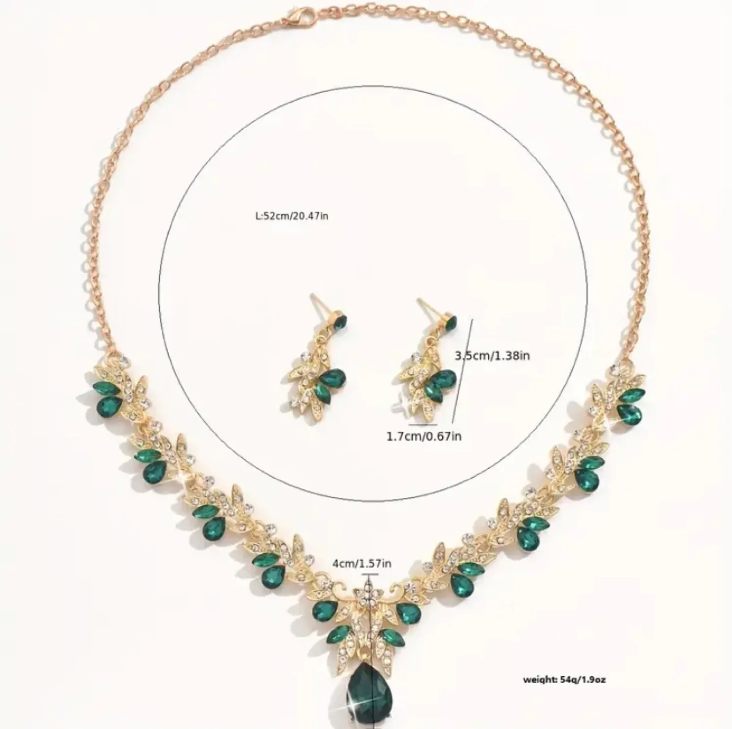 Green & Gold Necklace and Earring Set image indicator(5)