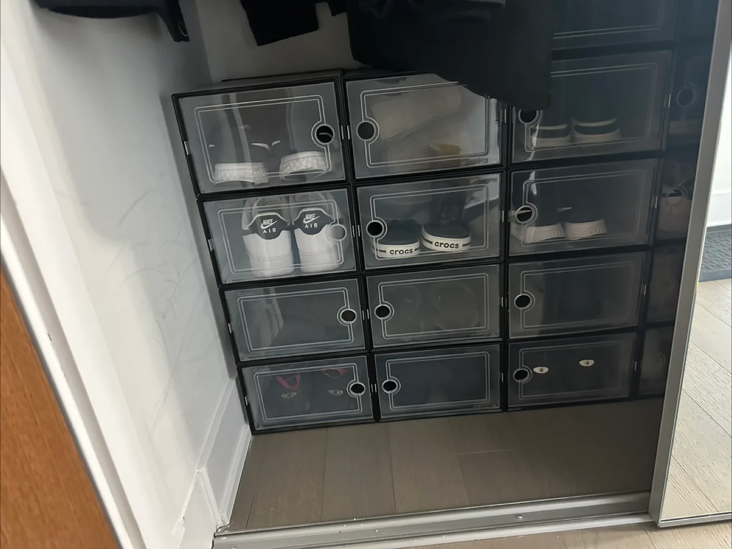 Shoe Storage Boxes - Clear Stackable Organizers x 24 thumbnail