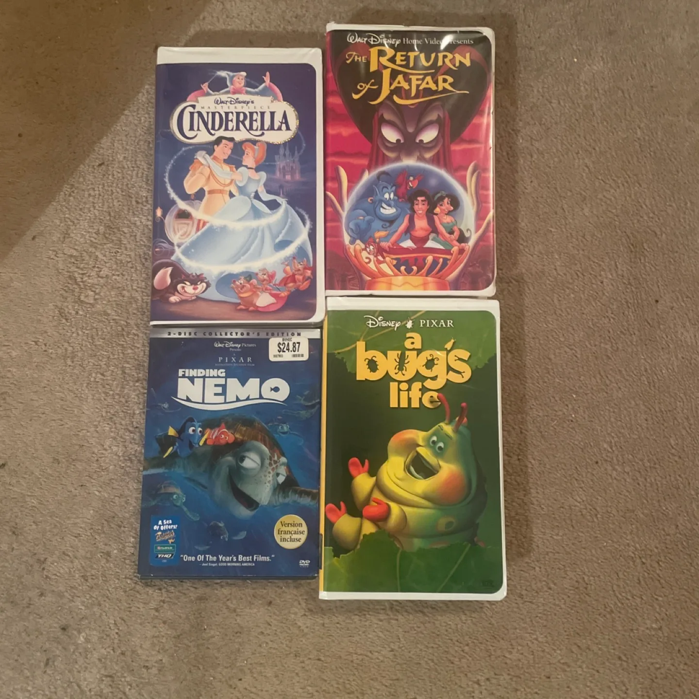 Disney VHS Tapes: Cinderella, A Bug's Life, Nemo thumbnail