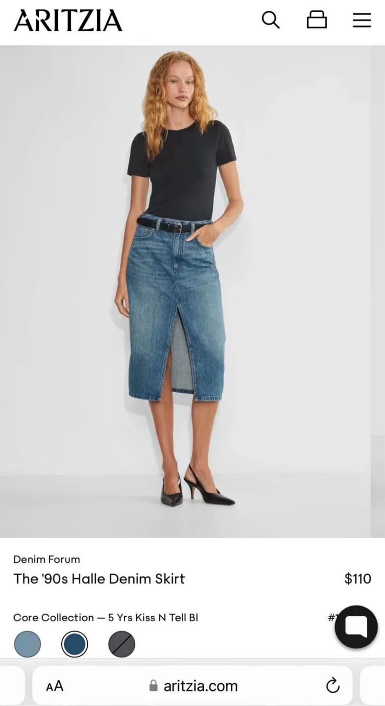 Aritzia Denim Forum '90s Halle Denim Skirt - Size 28