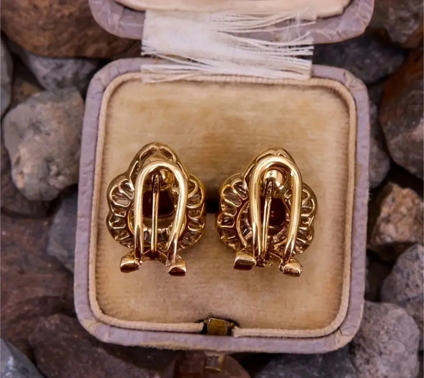 Golden Ruby & Baguette Diamond Earrings fashion jewerly image indicator(3)