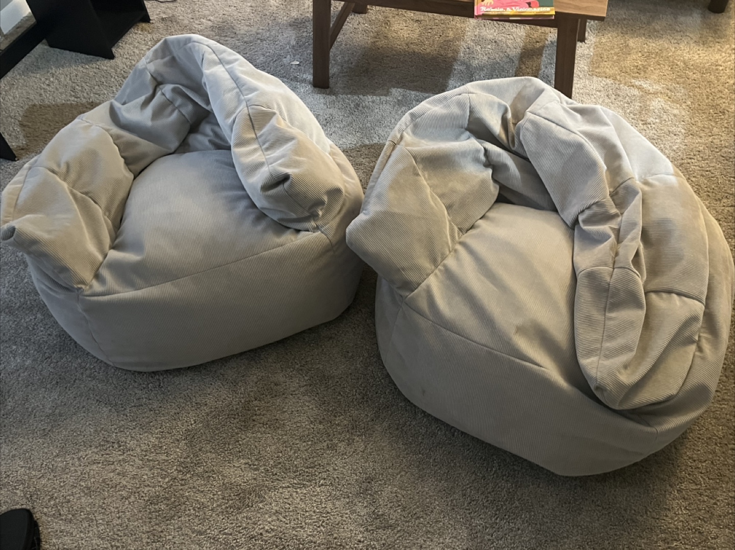 Two Corduroy Bean Bag Chairs - Comfy!