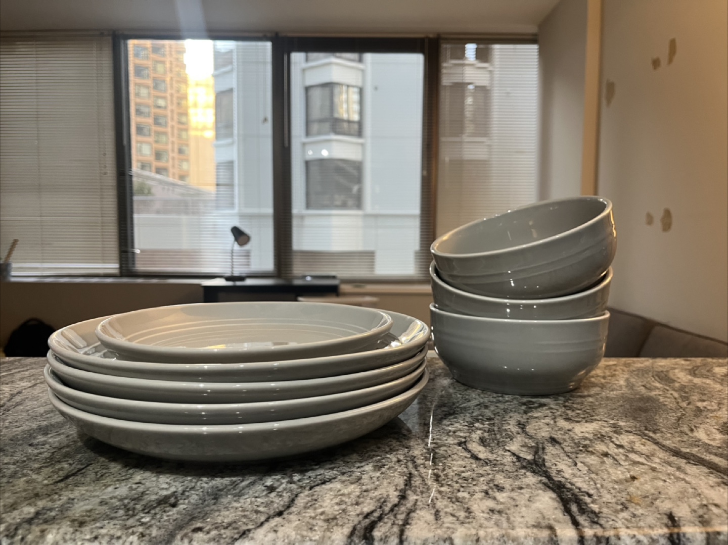 Gray Dinnerware Set - Plates and Bowls