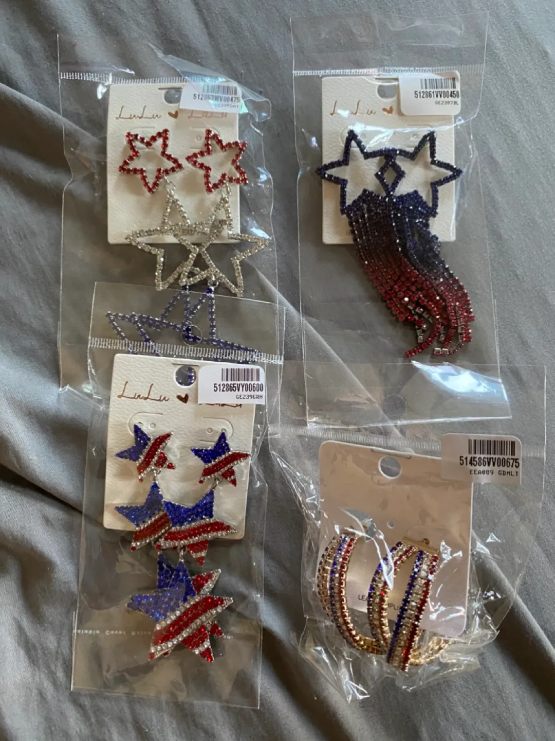 4th of July, Independence Day, Star Earrings - New! Nickel-Free! thumbnail