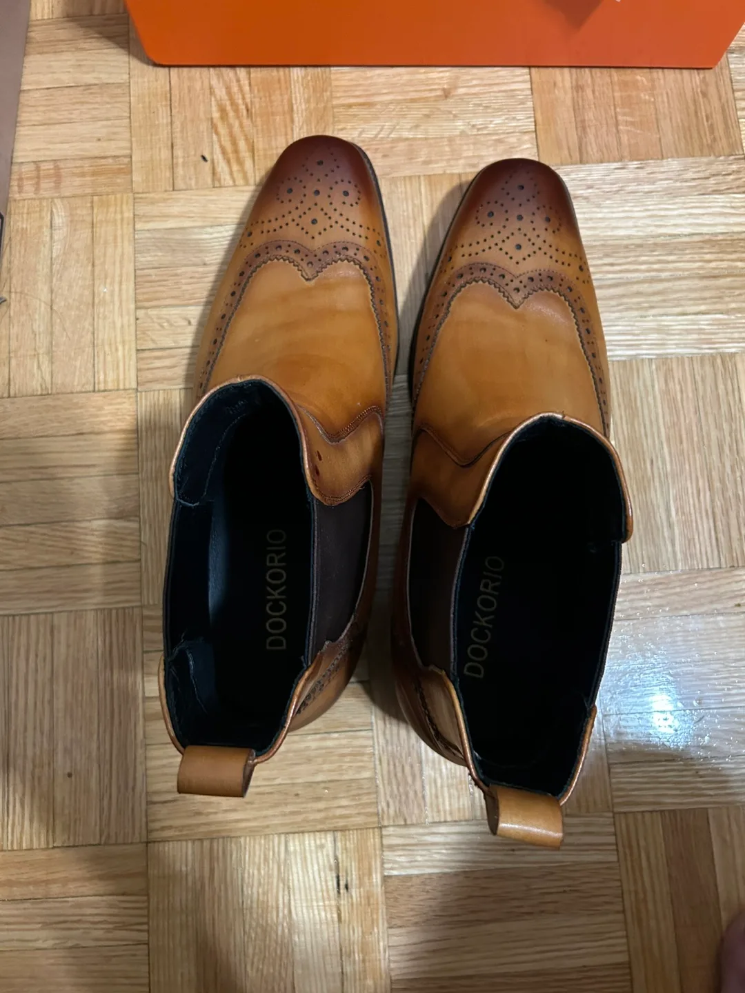 DOCKORIO Shoemakers Brown Leather Wingtip Chelsea Boots thumbnail